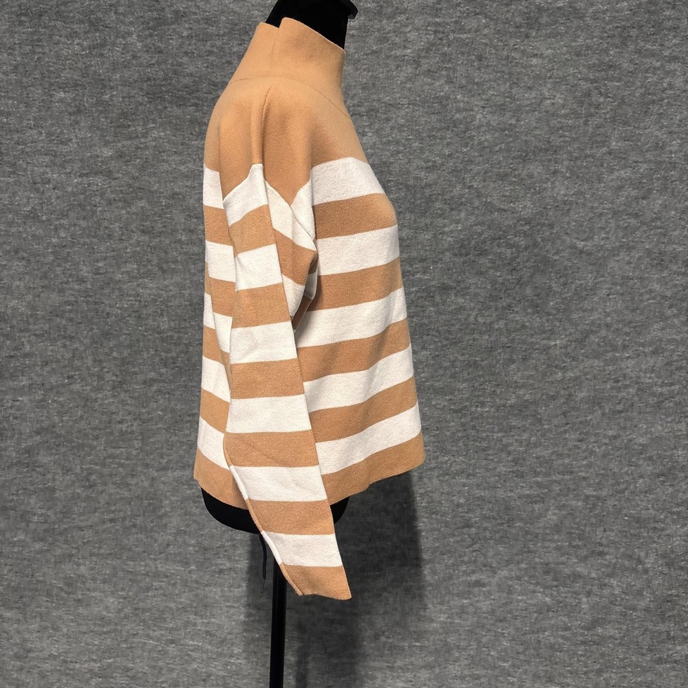 Maeve Anthropologie Sweater Womens XXS Beige Stripe Mock Neck Knit Pullover - Picture 5 of 14